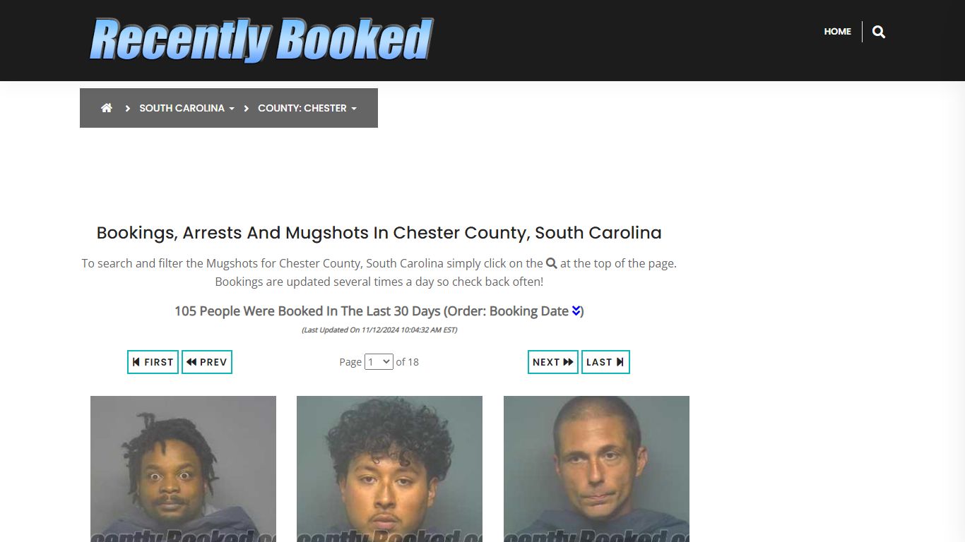 Bookings, Arrests and Mugshots in Chester County, South Carolina