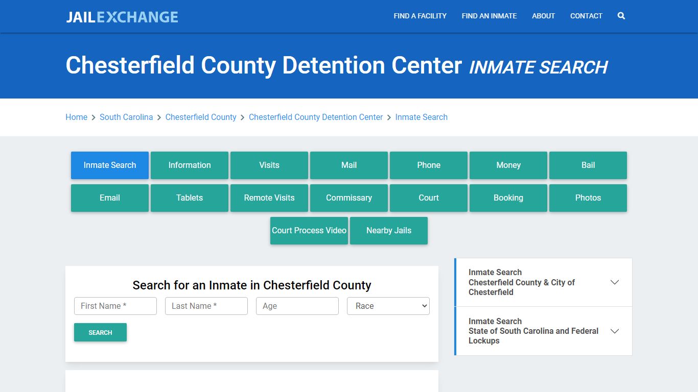 Chesterfield County Detention Center Inmate Search - Jail Exchange